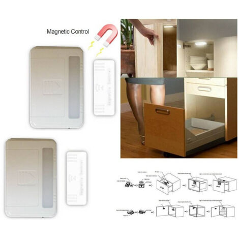 Paire De Lumières à 6 Led Capteur Magnétique Placard Tiroir Porte De Meuble 6000k (1/5)