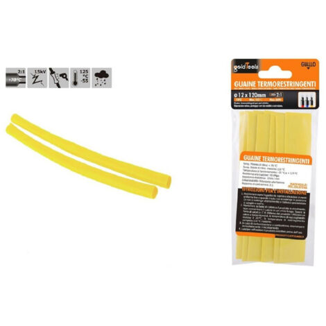 Set 10pz Guaines Termorretractives Témorretractives Jaune 12×120 Mm Pour Les Câbles 57091 (1/2)