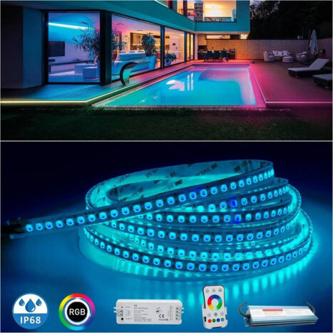 Striscia LED 5M Bluetooth, ALED LIGHT Strisce Luci Led RGB 5050 SMD con DC 12V Alimentatore e 44