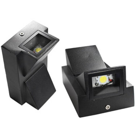 Applique Murale Noire à Double émission 10 Watts Pour L'extérieur Lumière Froide Et Chaude Ip65 Es04 (1/3)