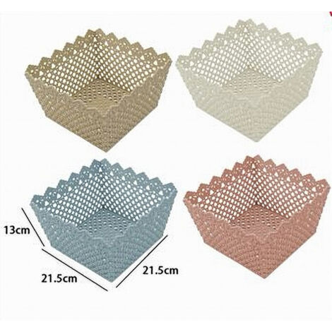 Cesto Intrecciato A Mano In Plastica Vimini Con Divisorio: Organizer Rustico Per Bagno E Mensole - 3