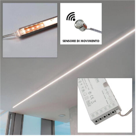 Kit Barre Led 12 W Profil Alimentation 24 W 12v Lumière 4000k Detecteur De Mouvement (1/5)