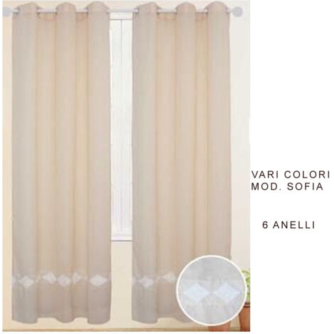 Sofia Rideau Simple Panneau 6 Clous Rideau Fenêtre Cuisine 140x290 Cm (1/2)