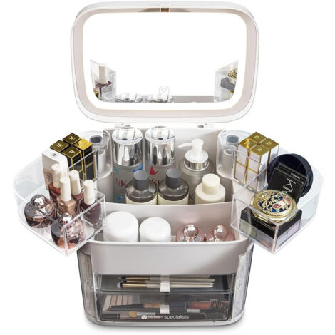 Accessoires De Bijoux De Maquillage De L'organisateur De Beauté Avec Tiroirs à Led Miroir (1/5)