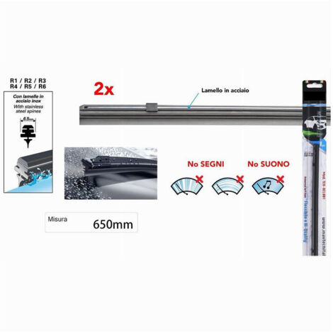 Caoutchouc De Remplacement Pour Balai D'essuie-glace Noir 65 Cm Lame Acier Ter-rel004 (1/2)