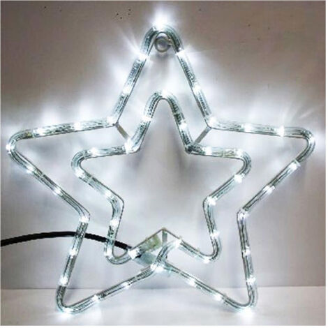 Double étoile De Noël 75 Led Blanc 55x55 Cm Pour L'extérieur (1/2)