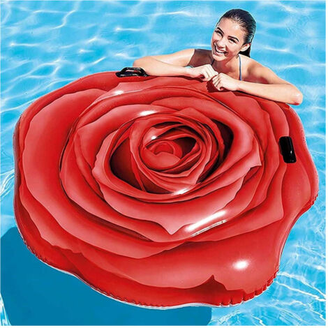 Matelas Gonflable île Imprimé Rose Rouge Pvc Mer Piscine 137 X 132 Cm (1/5)