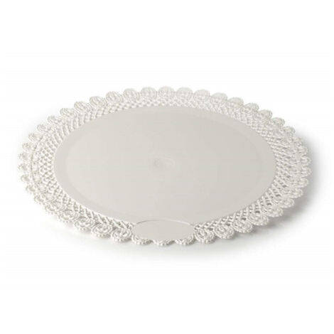 Set 2pz. Plateau Tressé Blanc 28cm Plat Rond 28cm Sous Transport De Bonbons (1/2)
