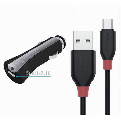 Kit Carica Carica Carica Batterie Auto Avec Acvo Micro Usb 1mt 10watt Ma-s02 Maxtech (1/4)