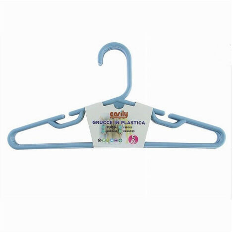 Set 5 Pz Grucce Stampelle Appendiabito Plastica Celeste Vestiti Pantaloni 87681 (1/2)