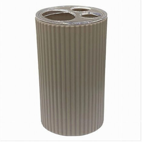 Porta Spazzolini Bicchiere Accessorio Per Arredo Bagno Beige Rigato 3 Fori 79166 (1/4)
