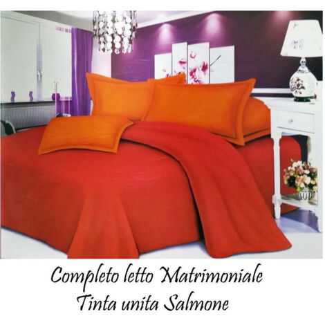Ensemble De Draps De Lit Double Avec Taies D'oreiller Couleur Saumon Uni