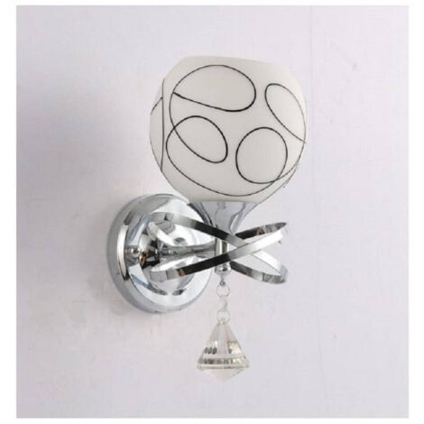 Applique Murale Moderne Abat-jour En Verre Noir Blanc Sphère Pendante Cristal Argent E10 (1/2)