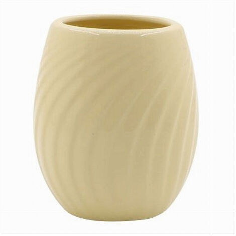 Bicchiere Portaspazzolini In Ceramica Rigata Gialla Accessori Arredo Bagno 79961 (1/3)