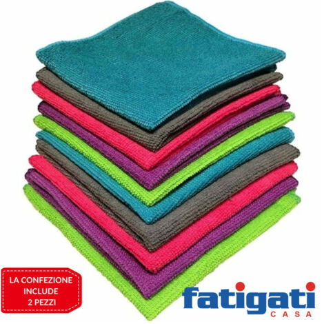 Set 2 Pannes En Microfibre Laminées Multifonctionnées Couleurs Assorties 33x33cm (1/5)