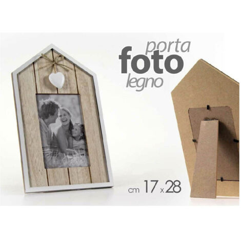 Porta Foto Cornice In Legno Decoro Cuore 17x28 Cm Da Appoggio 786372 (1/2)