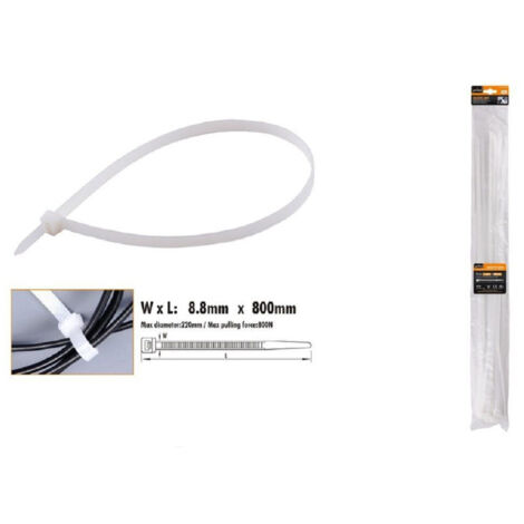 Lot De 10 Colliers De Serrage Blancs En Plastique Et Nylon 8,8 X 800 Mm 92377 (1/3)