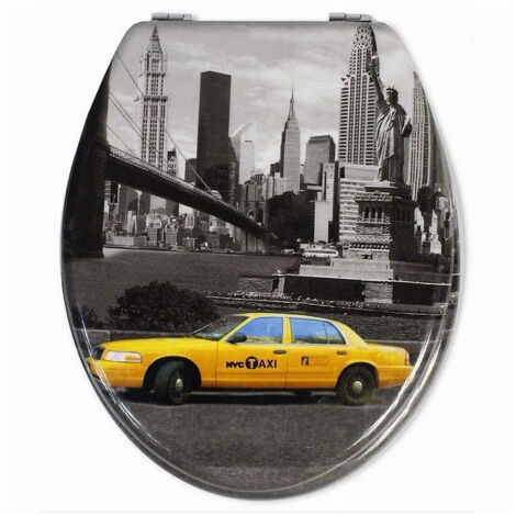 Couvercle De Siège De Toilette Universel Charnières De Siège De Toilette Acier Taxi New York 52974a -3.5 - (1/2)