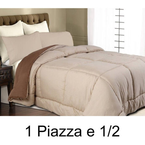 Trapunta Doubleface Matrimoniale 1 Piazza And 1/2 Mezza Beige Marrone Anallergico (1/2)