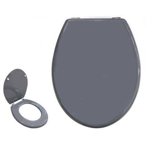 Couvercle Universel De Siège De Toilette En Bois Mdf Charnières En Acier Gris 52985a (1/4)