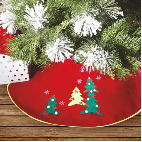 Jupe De Tapis Pour Sapin De Noël 100cm Rouge Décorations De Noël (1/3)
