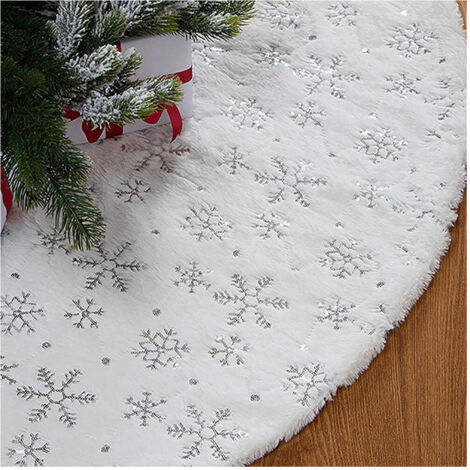Tappen Gonna Copertura Base Albero Of Natale 80cm Peluche Fiocco Di Neve Silver (1/5)