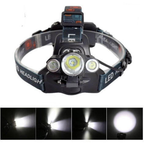 Ukiuan Lampe Frontale LED Rechargeable – 5 CREE T6, 4 Modes, 6800 MAh, Sangle Ajustable, Pour Camping Et Rando