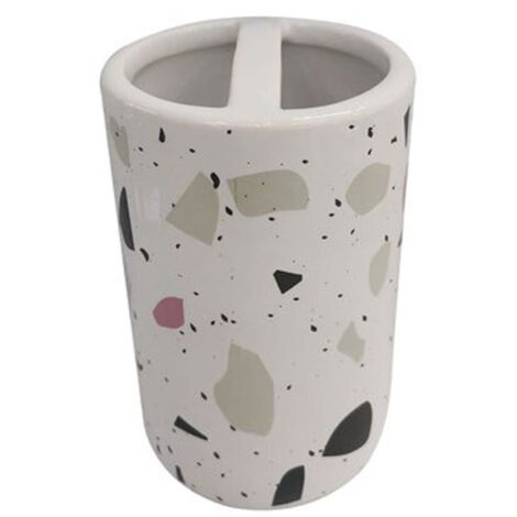 Gobelet à Brosse à Dents 2 Trous Blanc Granité Multicolore Meuble De Salle De Bain 69543 (1/2)