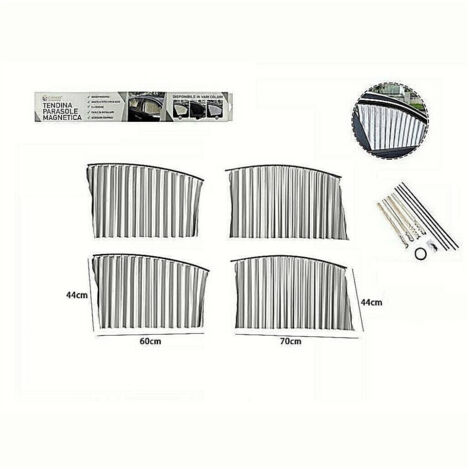 Kit 4pz Tendina Parasole Proteggi Sole Raggi Uv Magnetica Auto Grigi 70170 (1/2)