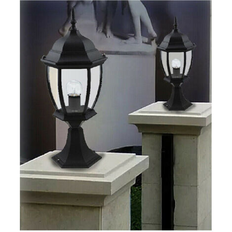 Lanterne De Jardin 48cm Verre E27 Lumière Extérieure Aluminium Es45 Noir (1/2)