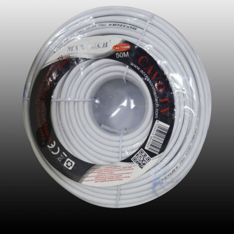 Extension D'antenne 50mt Cable Tv Satellite Coaxial Dvb Hd Maxtech Cav-tv50m (1/2)