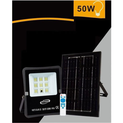 Spot Solaire Led 50 W Télécommande Ip65 Lumière Blanche Froide 6500k S01f-50w (1/3)