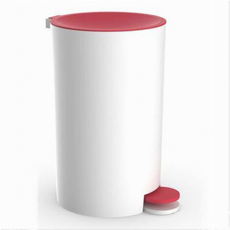 Cestino Pattumiera A Pedale Arredo Bagno Bianco Rosso Plastica Accessorio 69934 (1/2)