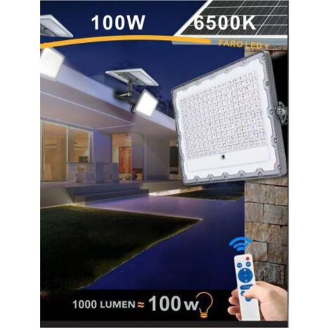 Faro Led 100 Watt Crepuscola Pannello Energia Solare Telecomando Ip65 Sl-100w (1/5)