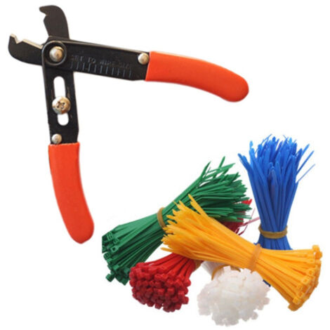 Lot De 200 Colliers De Serrage Colorés Avec Pince Coupante, Coupe-câble, Dénudeur (1/2)