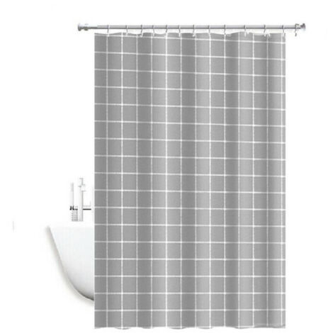 Rideau De Douche Imperméable Tissu Pvc 12 Crochets Plastique Carrés 240 X 200cm 52748 (1/2)