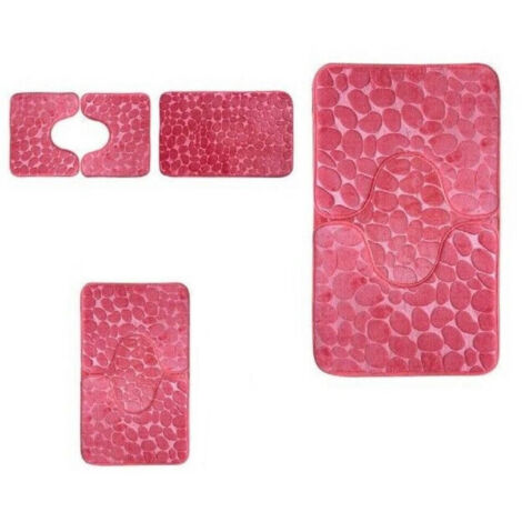 Lot De 4 Tapis Gitans Romains Lavables - Rose Antidérapant - 3x80x120cm + 1x50x70cm