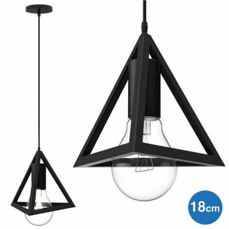 Lampada Sospension Piramide 18cm Design Modern Paralume Nero (1/5)