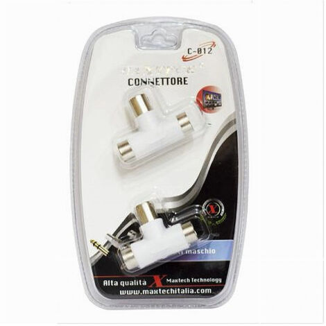 Connecteurs Adaptateur En T Antenne Mâle Vers 2x Ant Femelles Câble Tv Maxtech C-012 (1/2)