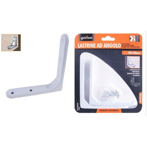 2 Plaques D'angle 100x100mm Blanc Support équerre Vis Armoire 94782 (1/2)