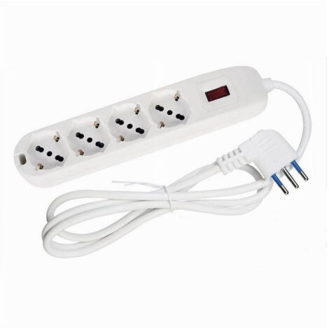 Multipresa Ciabatta 4 Uscite Universali Spina 10a Cavo 1.5 Metri Bianco 80184n (1/2)