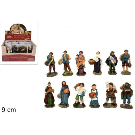 Berger avec agneau crèche de Noël en bois massif
