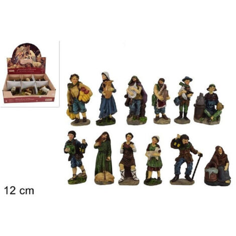 Set 12 Pezzi Pastori Statuine Altezz 12 Cm Presepe Assorti Presepio Of Natale