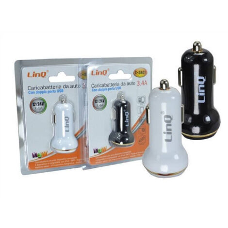 Chargeur De Voiture 2in1 2 Prises Usb 3.4a 12/24v Smartphone Tablette Gps C-3a01 (1/2)