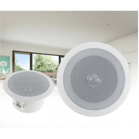 Trade Shop Traesio – Paire d'enceintes audio Bluetooth encastrées au plafond 15W – Haut-parleur à 2 voies – Installation rapide – Pour espaces confinés - Ea8056
