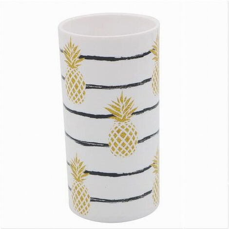 Bicchiere Porta Spazzolino Bianco Con Ananas In Plastica Accessorio Bagno 69758 (1/2)