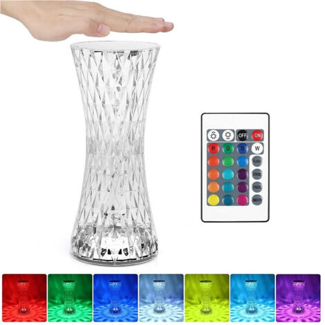 Lampe De Table Led En Cristal De Diamant 16 Couleurs Rechargeable Tactile (1/5)