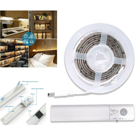 Bande Led Avec Détecteur De Mouvement Lumière Blanche 6000k 1mt Lit Armoires (1/5)