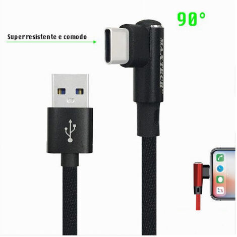 Câble De Chargement Usb 2.1a 90° Type-c Compatible Avec Huawei 1mt Maxtech F-tc013 (1/4)