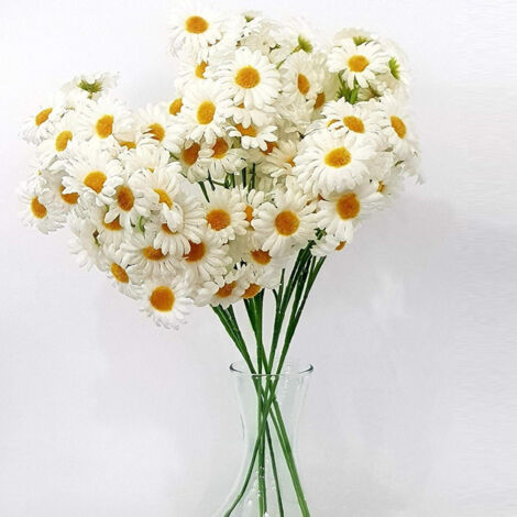 200 Margherite Finte Artificiali Bianche – Teste Di Fiore In Stoffa E Plastica, Diametro 4 Cm, Per Bomboniere E Decorazioni